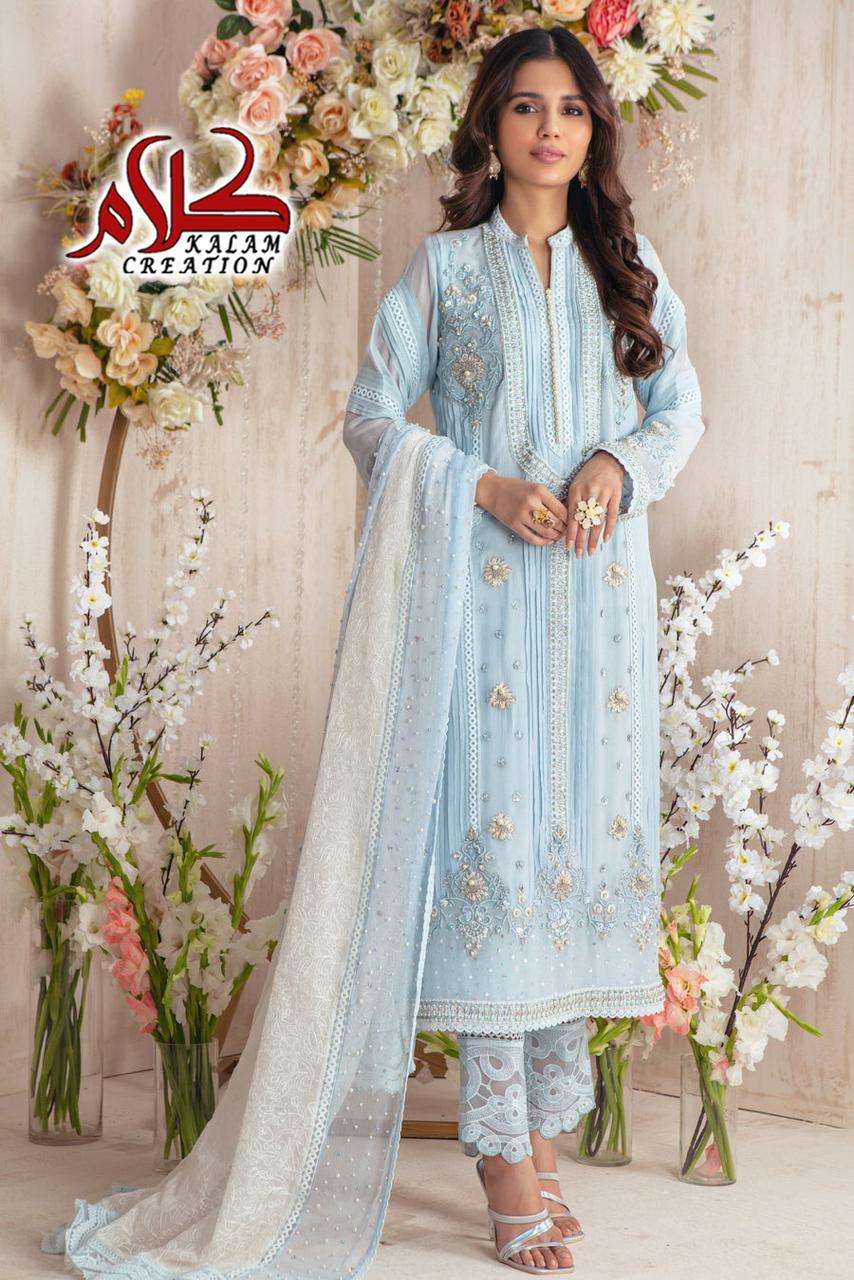 KALAM CREATION 1120 BY ASLIWHOLESALE GEORGETTE EMBROIDERY STITCHED DRESS