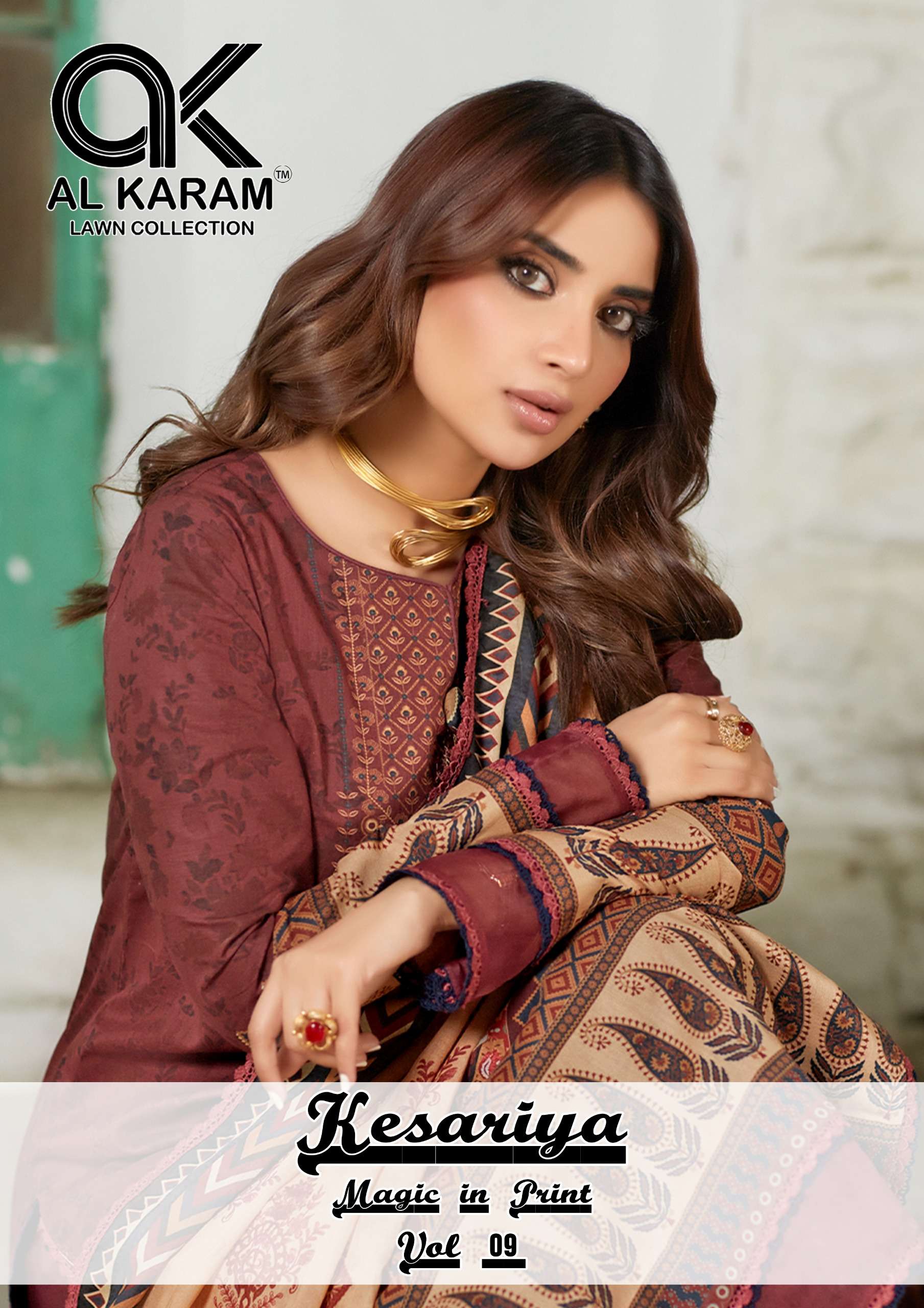 KESARIYA VOL-9 BY AL KARAM 9001 TO 9006 SERIES COTTON PRINTED DRESSES