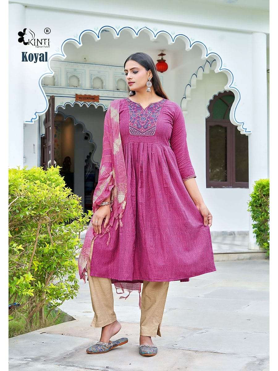 KOYAL BY KINTI 1001 TO 1008 SERIES FANCY DOBBY WORK STITCHED DRESSES