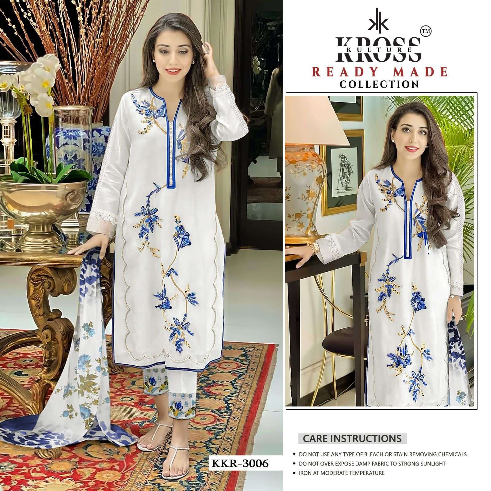 KROSS KULTURE 3006 NX BY ASLIWHOLESALE HEAVY GEORGETTE EMBROIDERY DRESSES