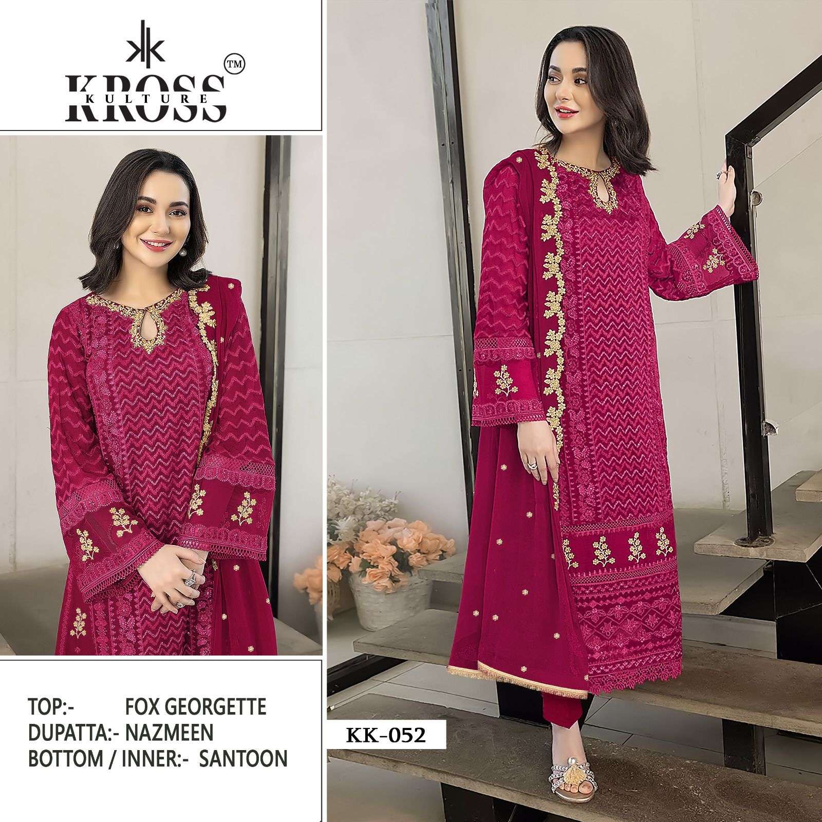 KROSS KULTURE 52 NX BY ASLIWHOLESALE GEORGETTE EMBROIDERY DRESSES