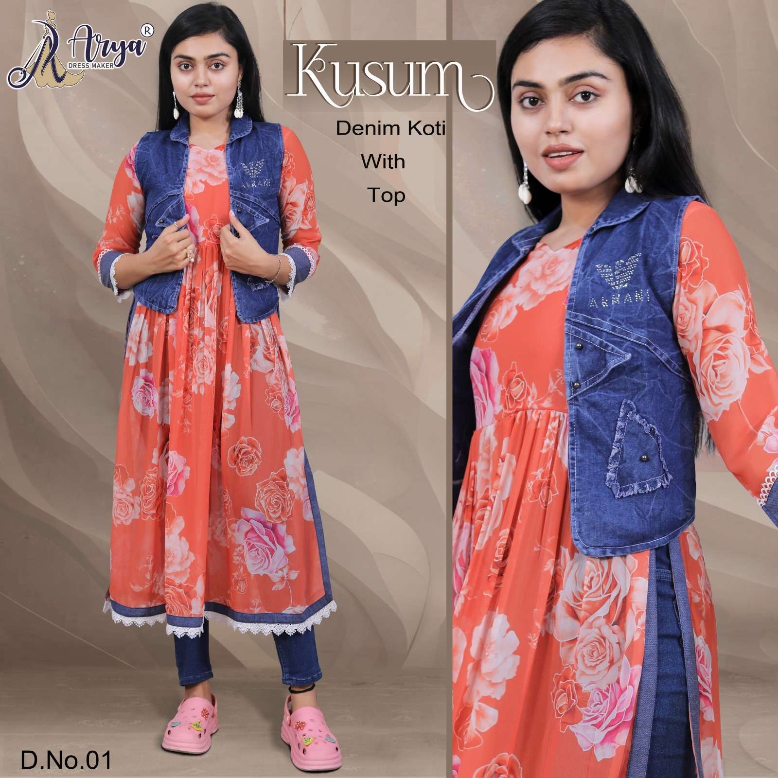 KUSUM BY ARYA DRESS MAKER 01 TO 04 SERIES DESIGNER FAUX GEORGETTE KURTI