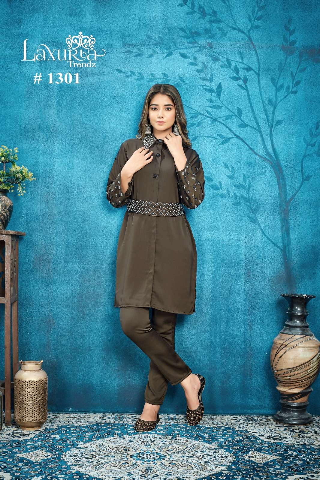 LAXURIA 1301 BY LAXURIA TRENDZ HEAVY DESIGNER SATIN CO-ORD SET