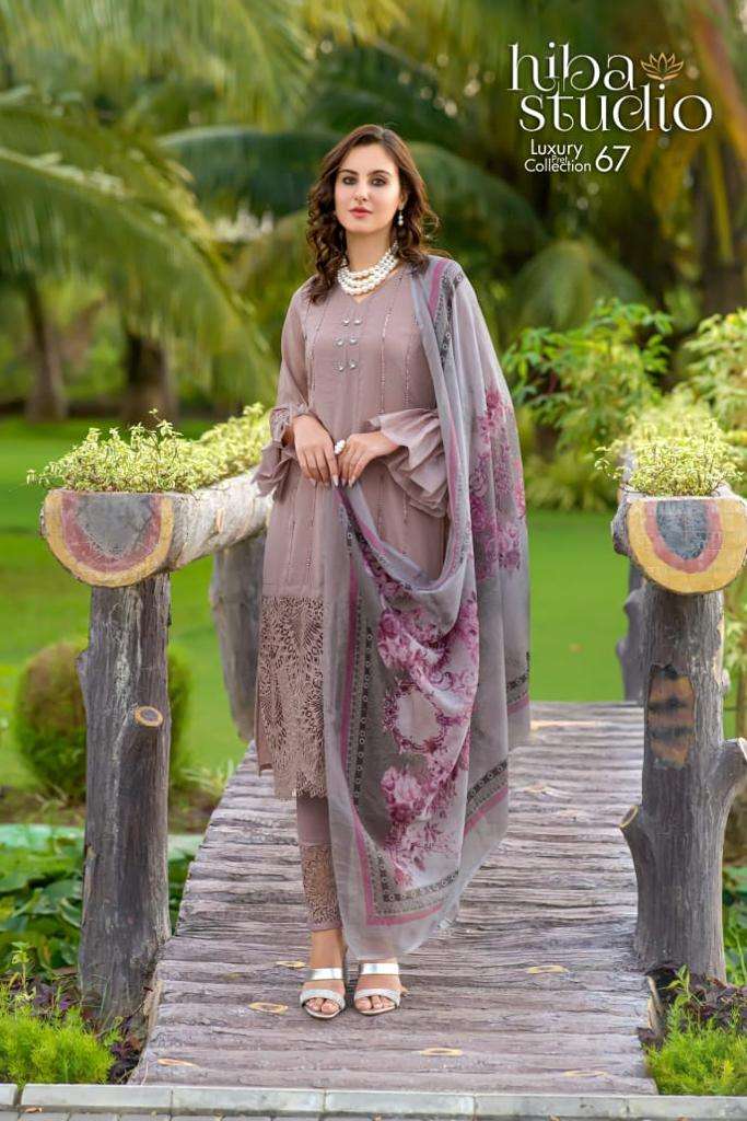 LUXURY PRET COLLECTION VOL-67 BY HIBA STUDIO GEORGETTE PAKISTANI  DRESSES