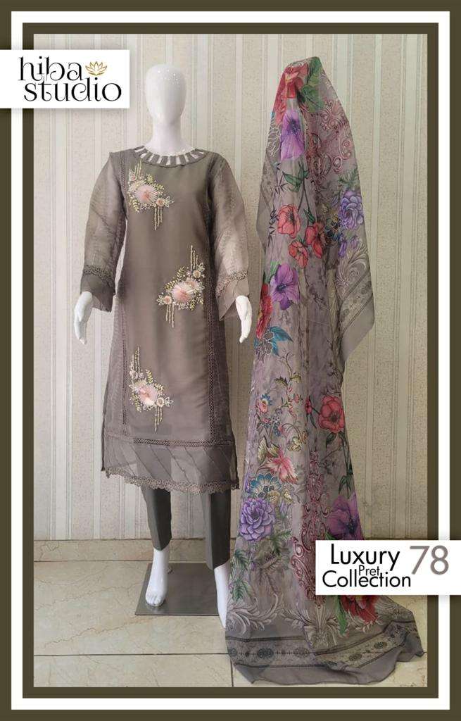 LUXURY PRET COLLECTION VOL-78 BY HIBA STUDIO ORGANZA PAKISTANI  DRESSES