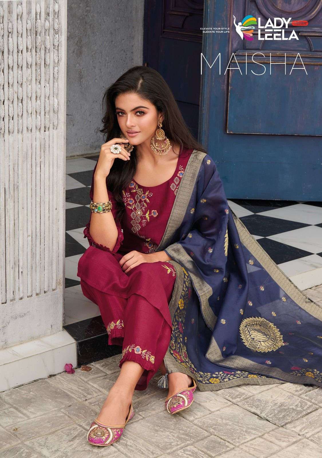 MAISHA BY LADY LEELA 1051 TO 1056 SERIES VICHITRA SILK DRESSES