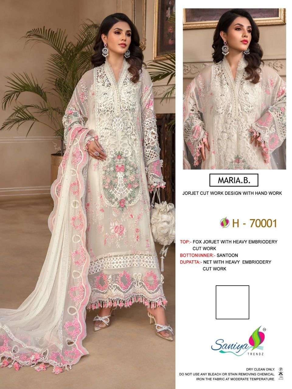 MARIA B 70001 BY SANIYA TRENDZ FOX GEORGETTE EMBROIDERY DRESSES