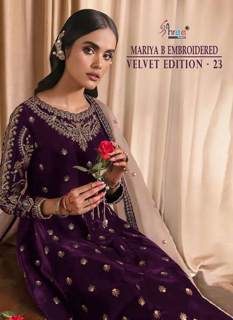 MARIA B EMBROIDERED VELVET BY SHREE FABS PURE 9000 VELVET PAKISTANI DRESSES