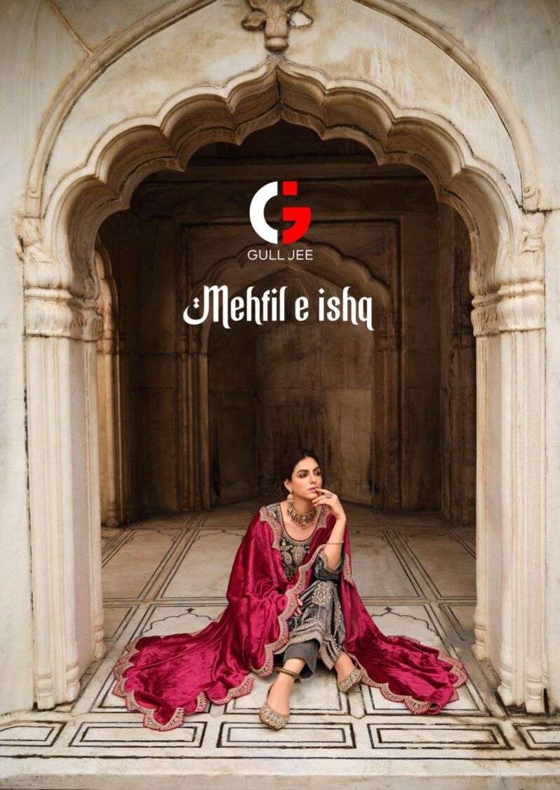 MEHFIL-E-ISHQ BY GULL JEE 10001 TO 10006 SERIES VELVET EMBROIDERY DRESSES