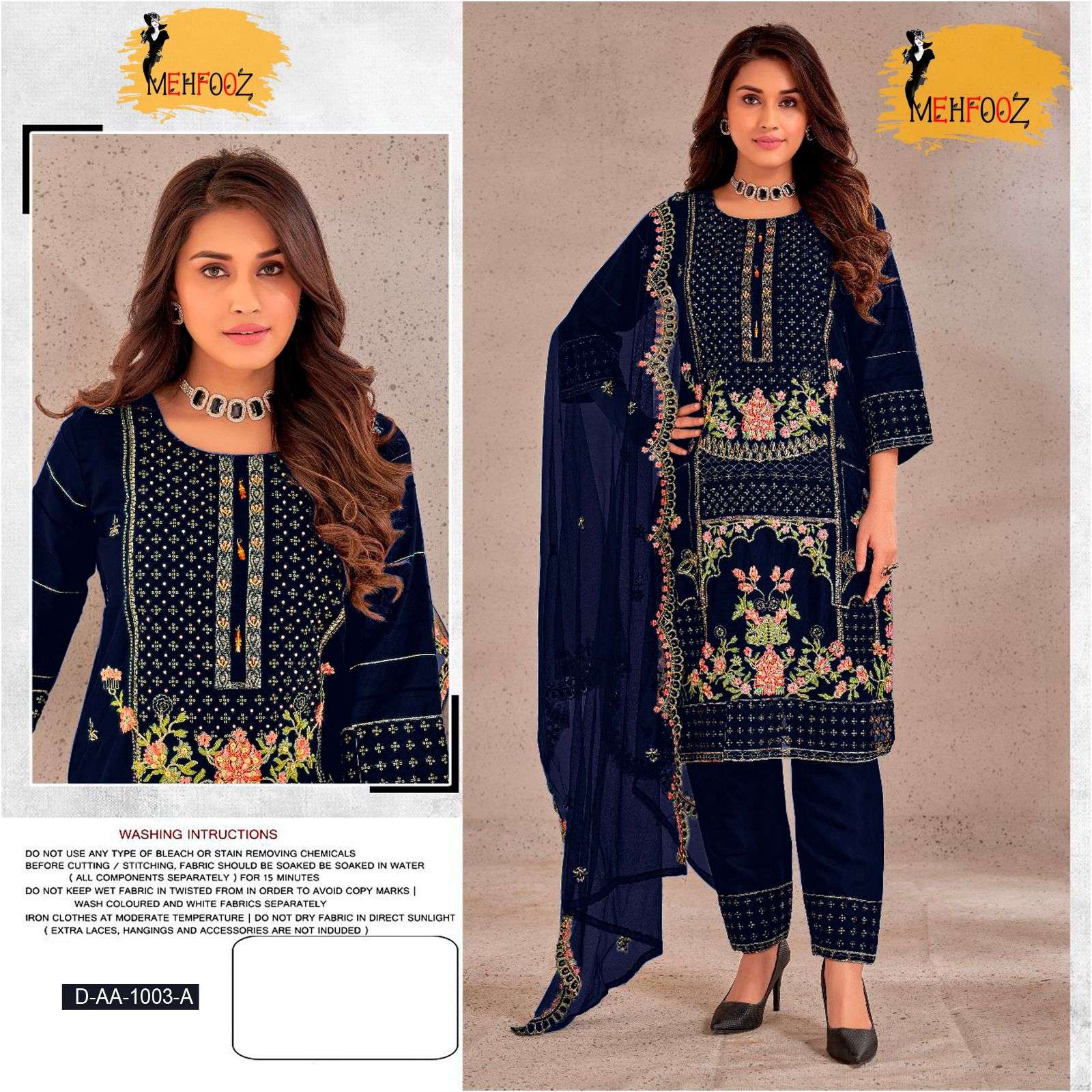 MEHFOOZ 1003 NX BY ASLIWHOLESALE ORGANZA EMBROIDERY PAKISTANI DRESSES