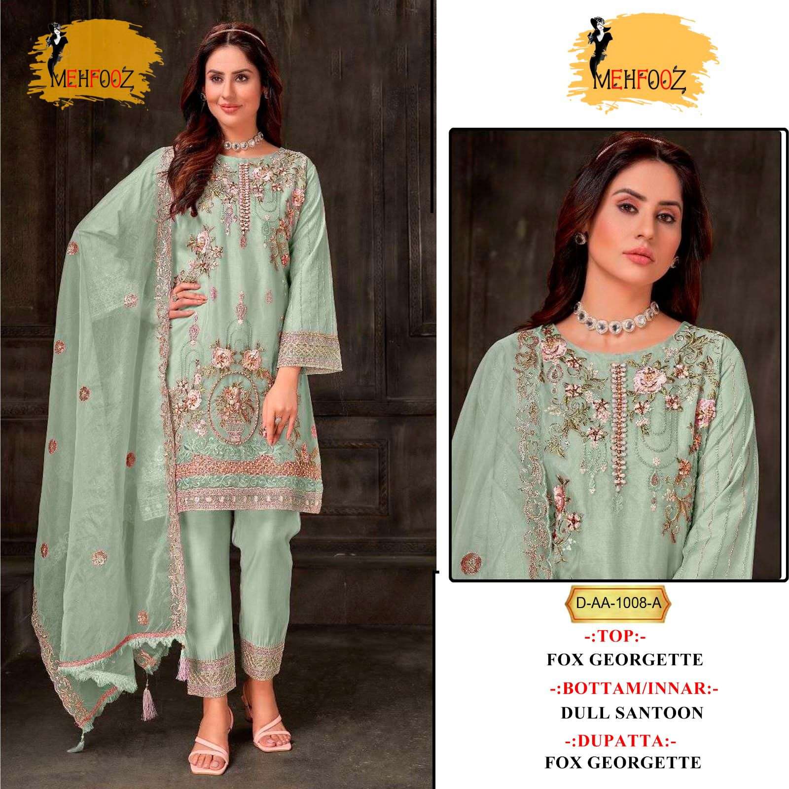 MEHFOOZ 1008 NX BY ASLIWHOLESALE GEORGETTE EMBROIDERY PAKISTANI DRESSES