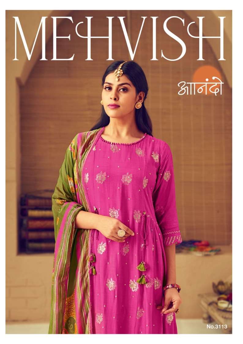 MEHVISH BY JAY VIJAY DESIGNER MUSLIN JACQUARD PRINT DRESSES