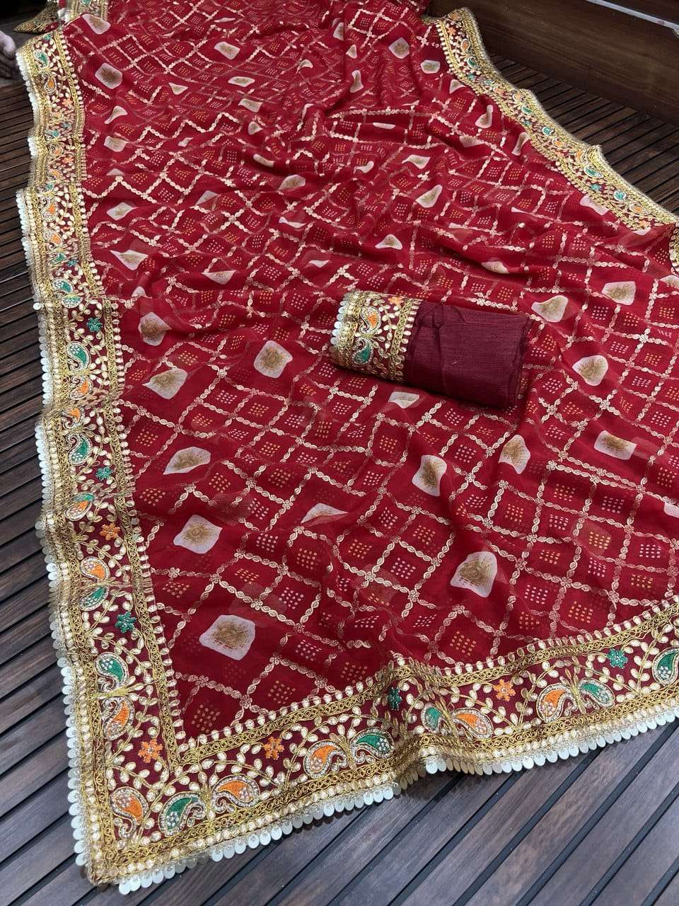 MENGO DOLLY BY ASLIWHOLESALE DESIGNER CHIFFON BANDHANI SAREE