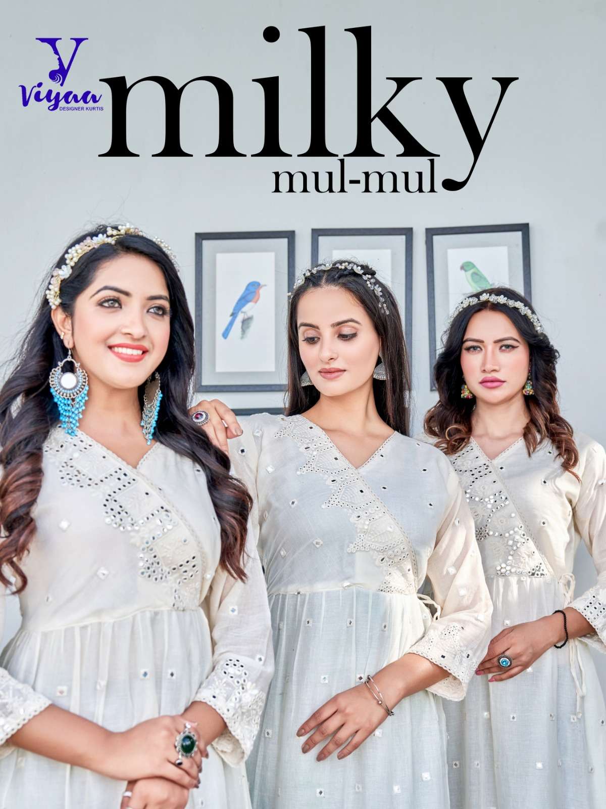 MILKY MUL-MUL BY VIYAA 1001 TO 1006 SERIES DESIGNER COTTON PRINT GOWNS