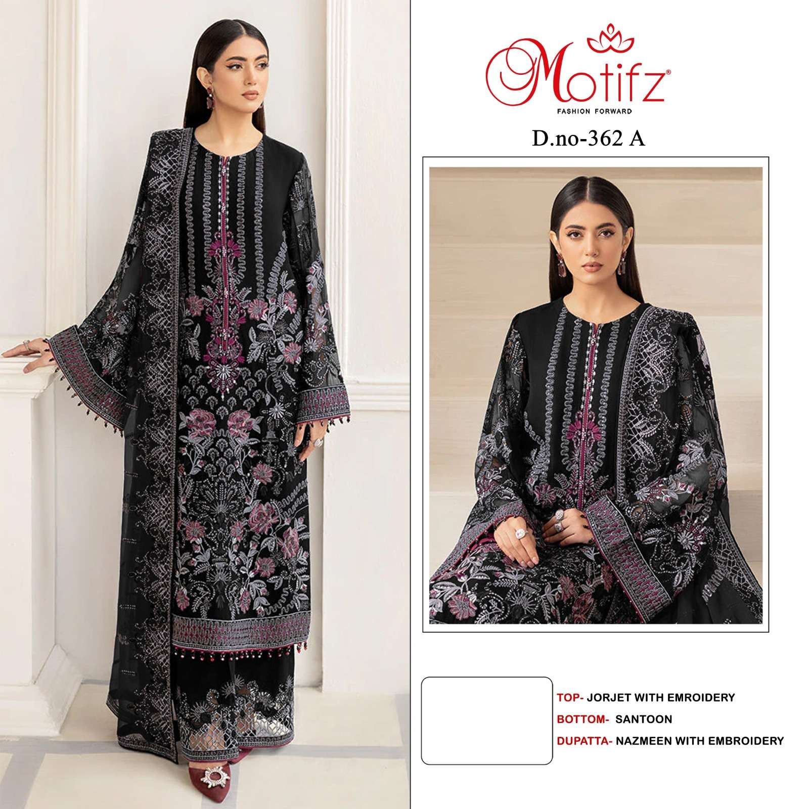 MOTIFZ 362 COLOURS BY MOTIFZ FAUX GEORGETTE EMBROIDERY PAKISTANI DRESSES