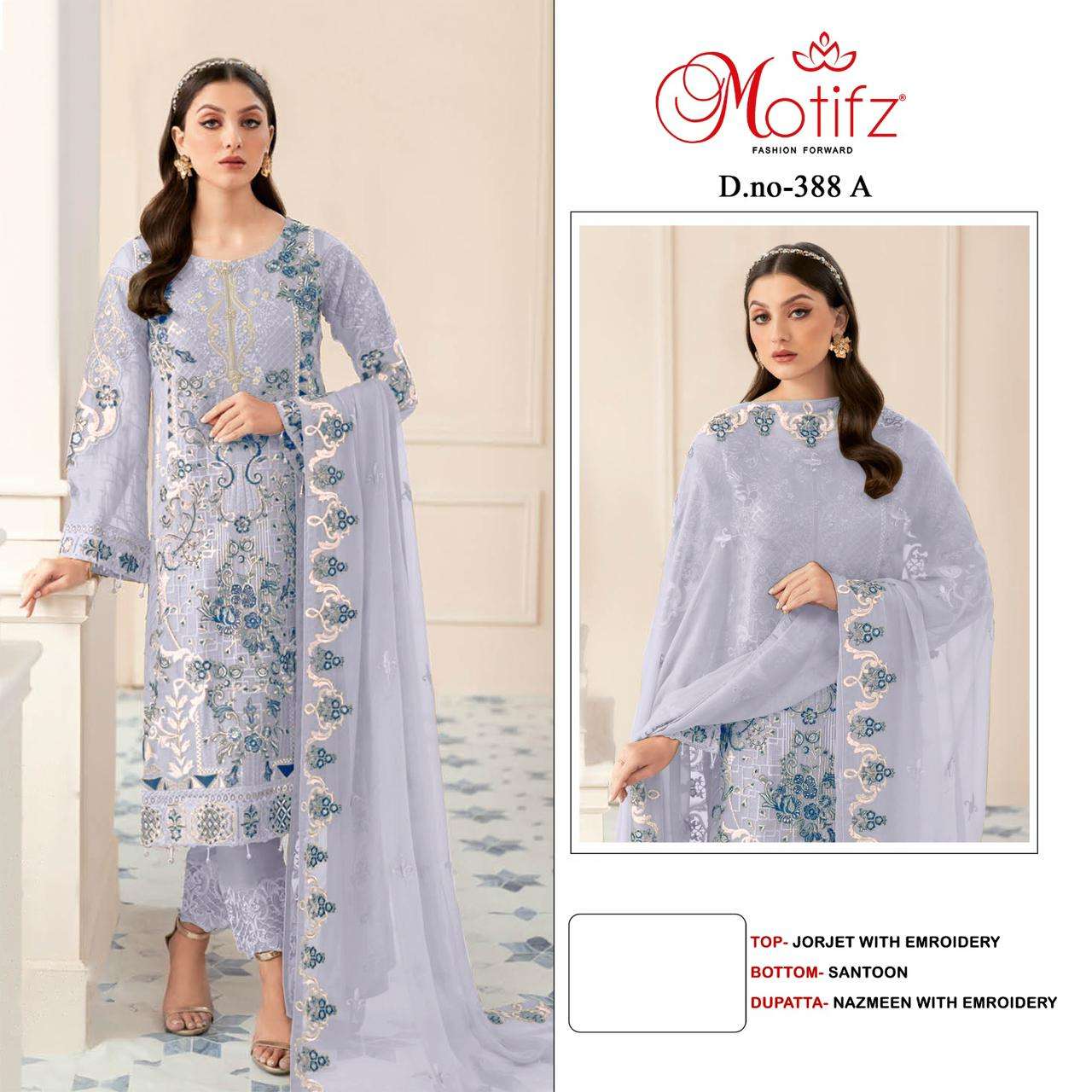 MOTIFZ 388 COLOURS BY MOTIFZ FAUX GEORGETTE EMBROIDERY PAKISTANI DRESSES