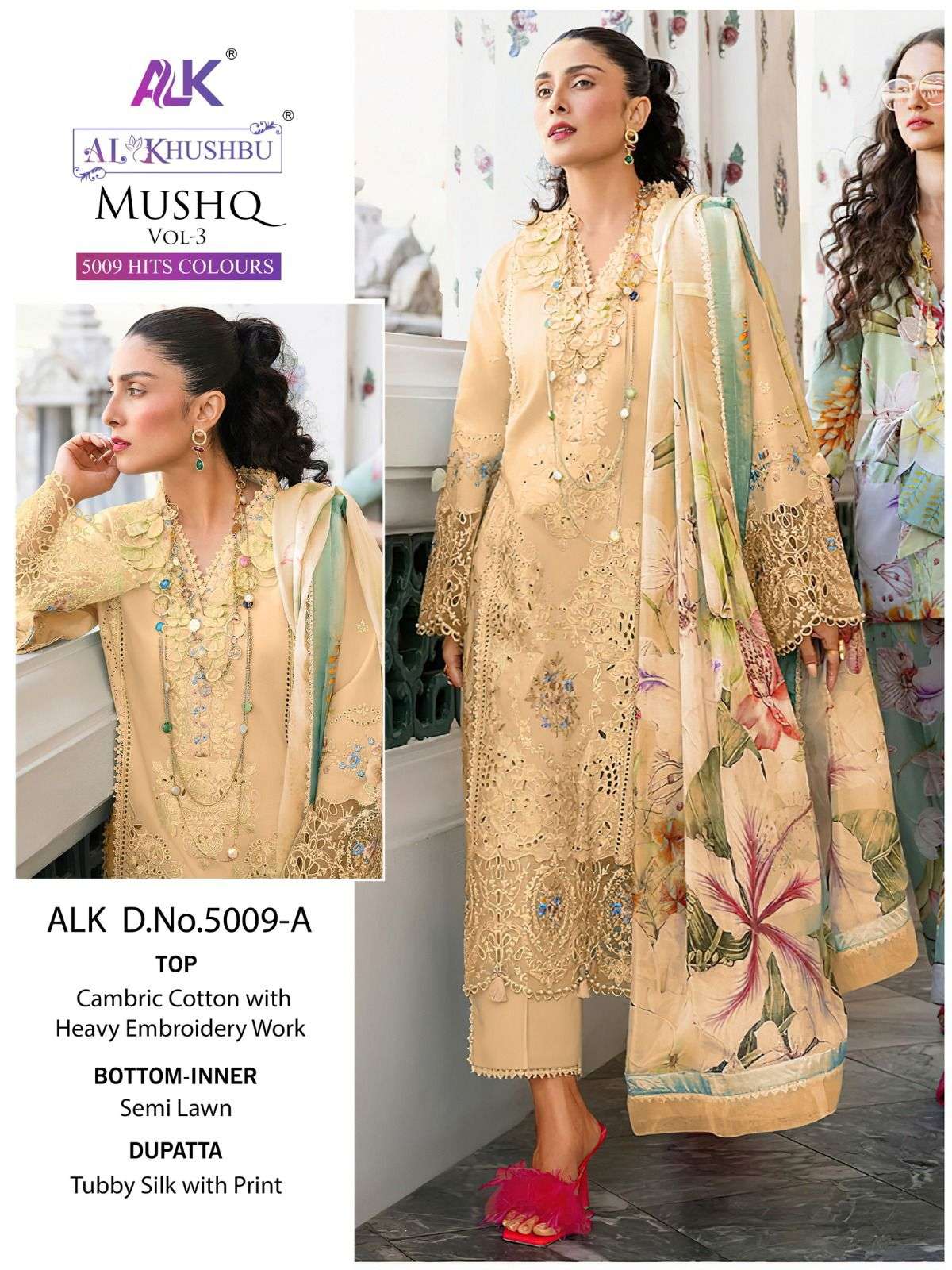 MUSHQ VOL-3 5009 BY AL KHUSHBU DESIGNER CAMBRIC COTTON DRESSES