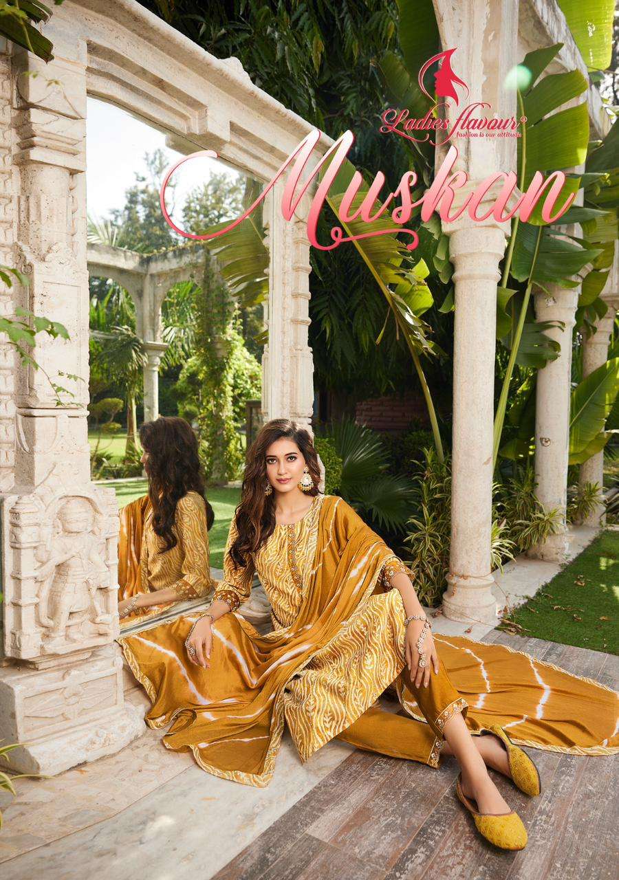 MUSKAN BY LADIES FLAVOUR 1001 TO 1004 SERIES DESIGNER CHANDERI PRINT DRESSES