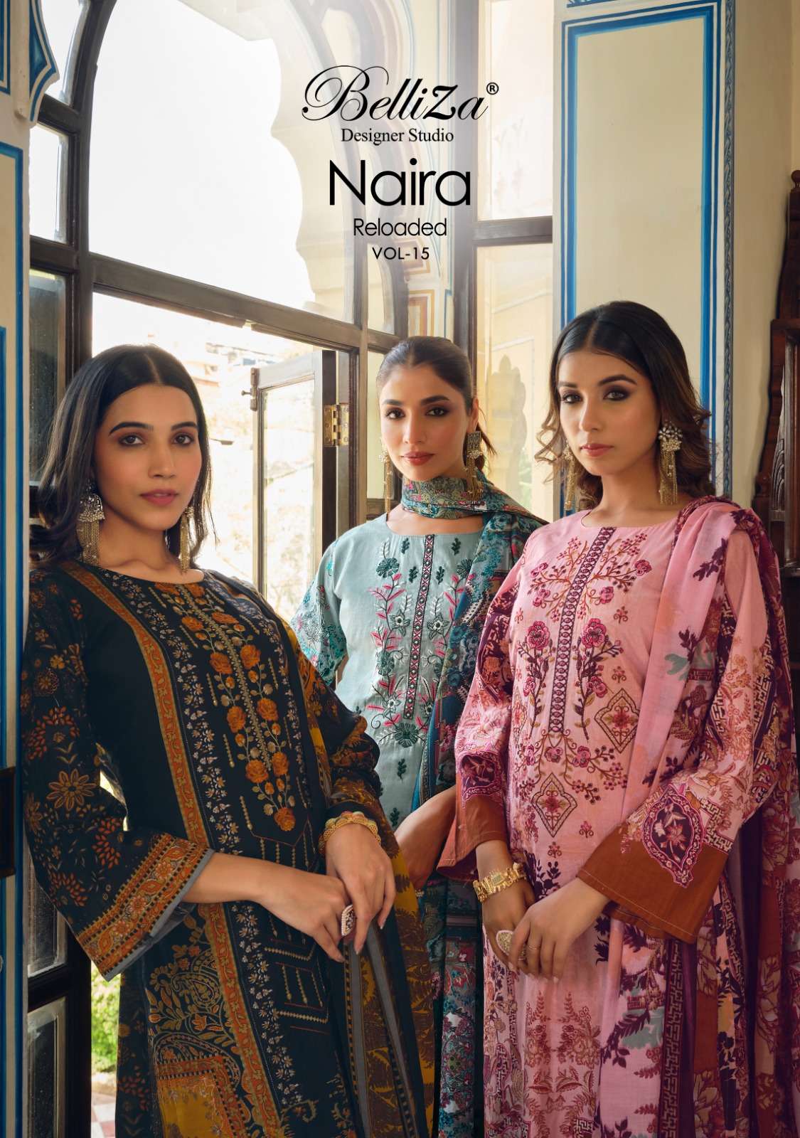 NAIRA VOL-15 BY BELLIZA 809-001 TO 809-010 SERIES COTTON EMBROIDERY DRESSES