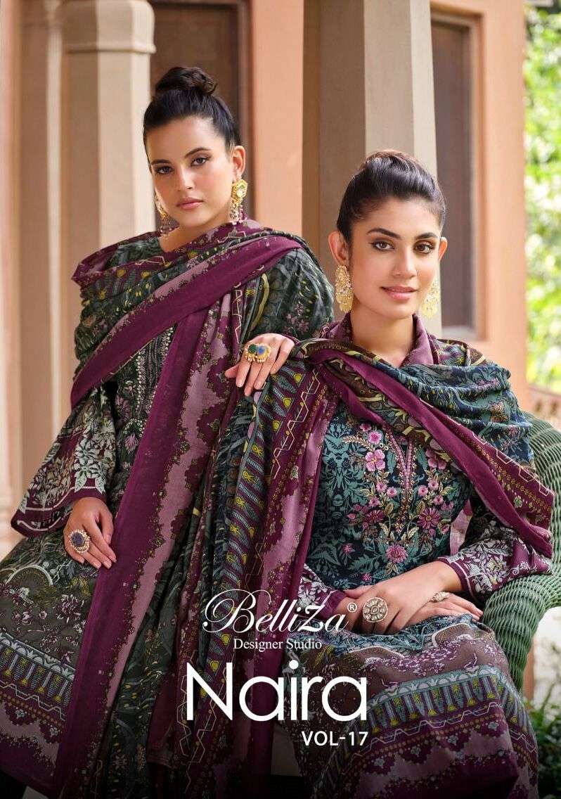 NAIRA VOL-17 BY BELLIZA 817-001 TO 817-008 SERIES COTTON EMBROIDERY DRESSES