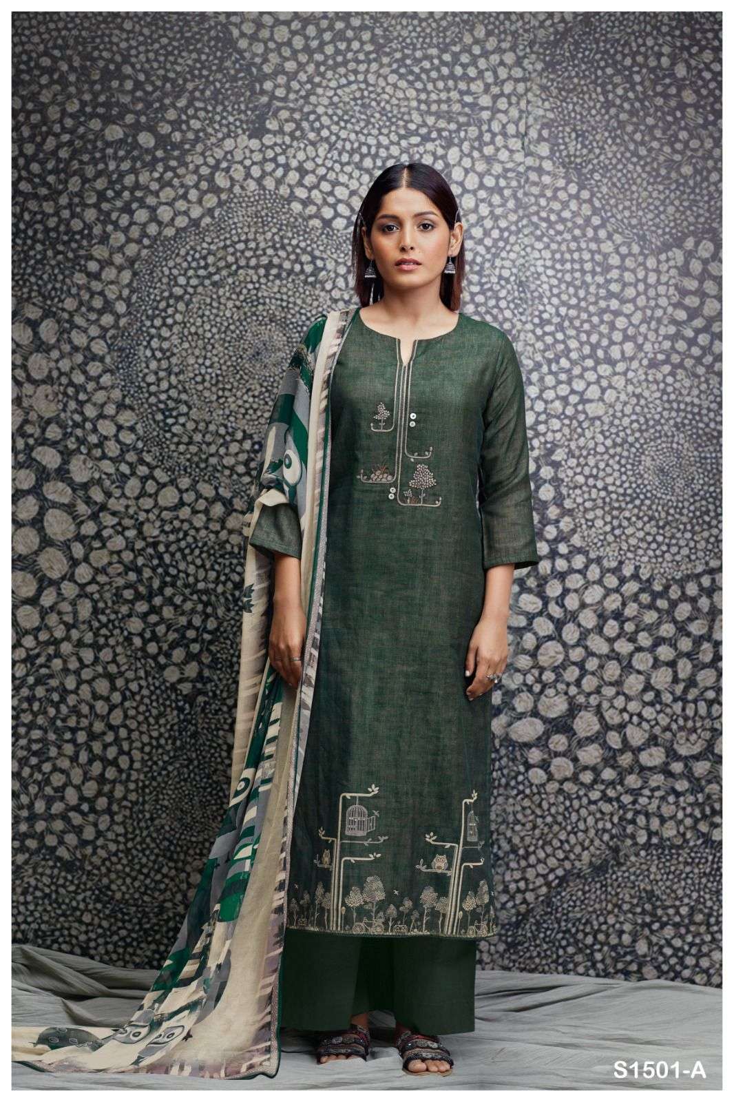 NETRA 1501 BY GANGA FASHIONS PREMIUM COTTON PRINTED WORK DRESSES