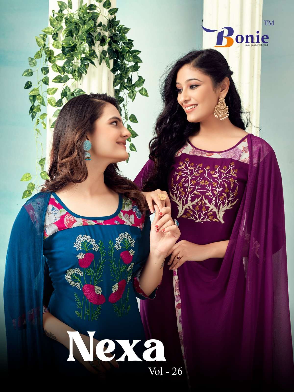 NEXA VOL-26 BY BONIE 1001 TO 1006 SERIES RAYON PRINTED STITCHED DRESSES