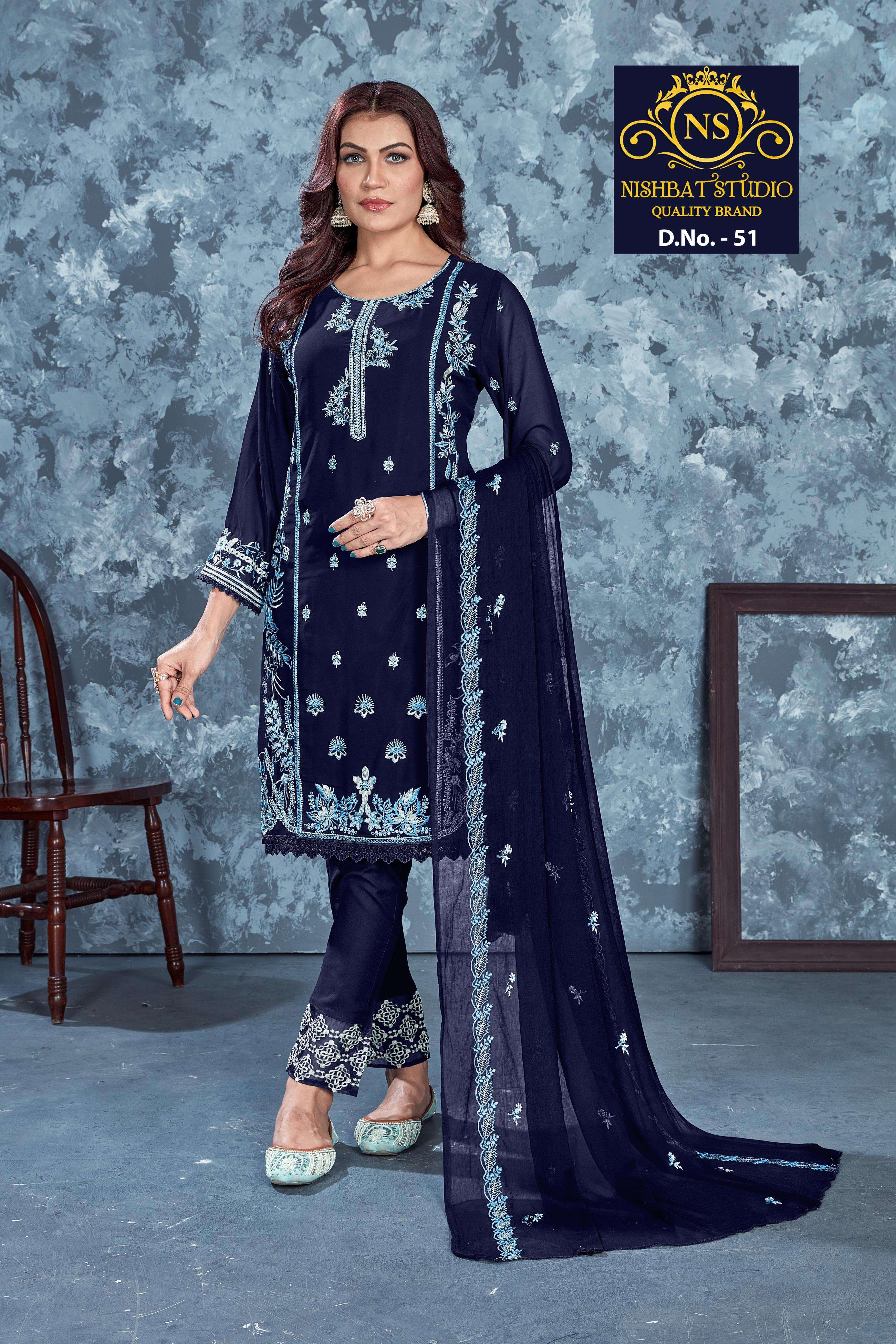 NISHBAT STUDIO 51 COLOURS BY ASLIWHOLESALE GEORGETTE EMBROIDERY PAKISTANI DRESS