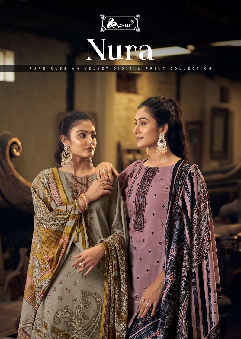 NURA BY KESAR 183-001 TO 183-006 SERIES PURE RUSSIAN VELVET PRINTED DRESSES