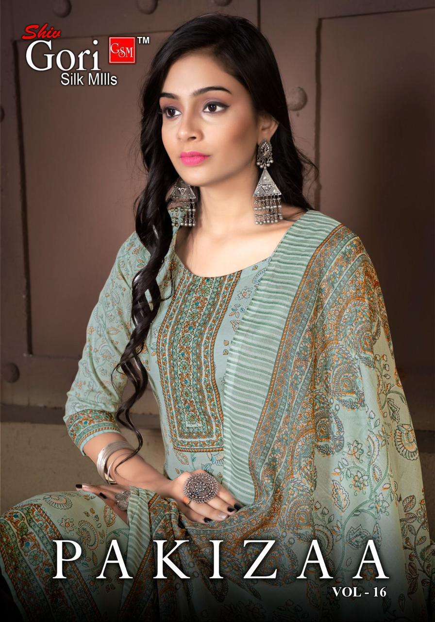 PAKIZAA VOL-16 BY SHIV GORI SILK MILLS 16001 TO 16012 SERIES COTTON DRESSES