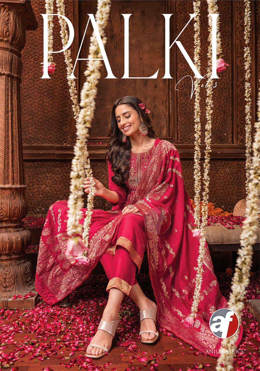 PALKI VOL-3 BY ANJU FABRICS 3131 TO 3136 SERIES VISCOSE HAND WORK DRESSES