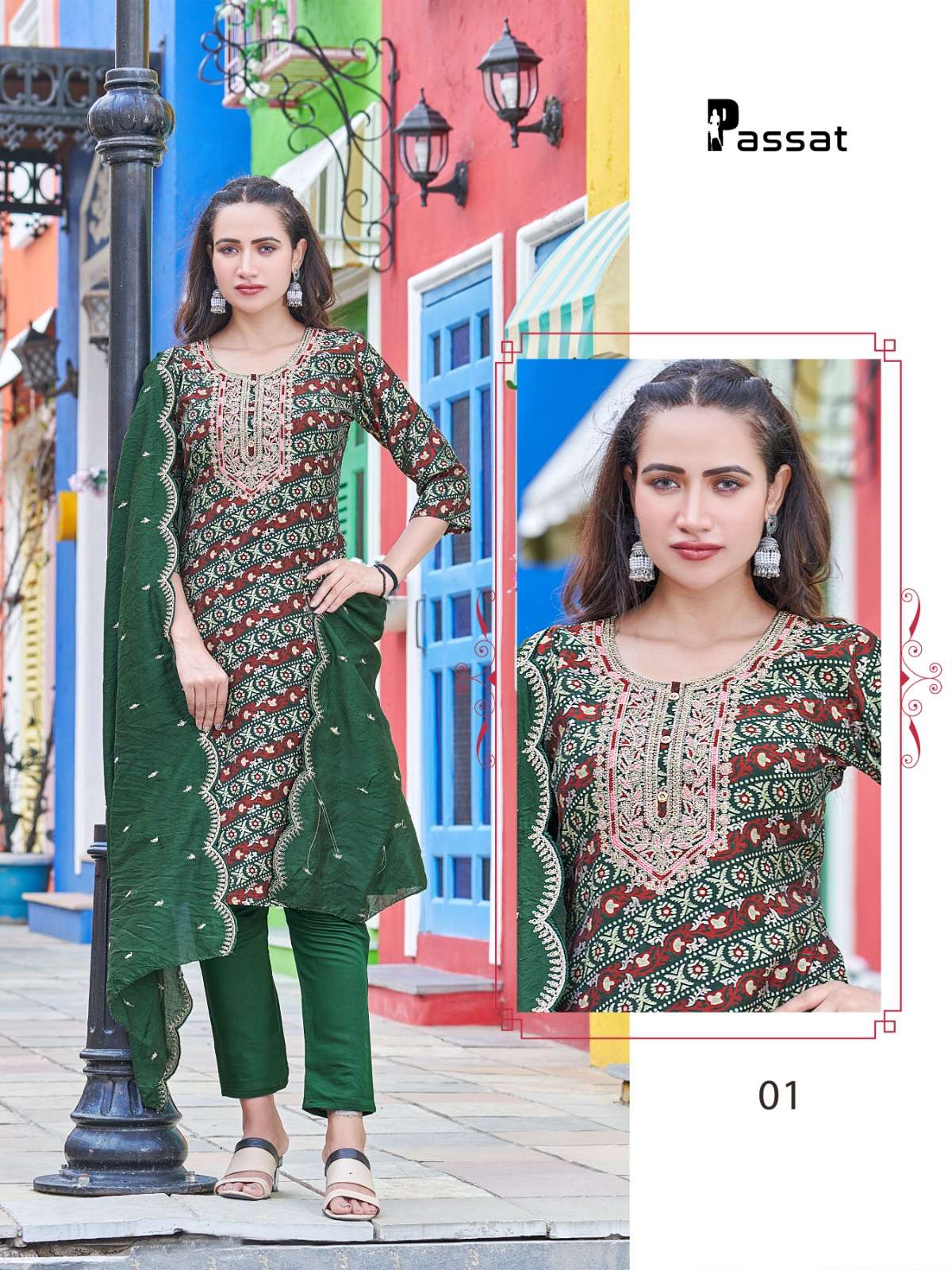 PASSAT BY ASLIWHOLESALE DESIGNER CHANDERI MODAL PRINTS DRESSES