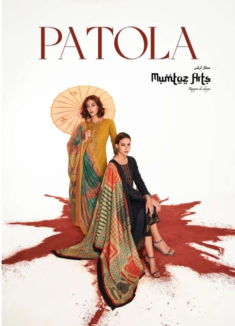 PATOLA BY MUMTAZ ARTS 33001 TO 33006 SERIES SATIN DIGITAL PRINTED DRESSES