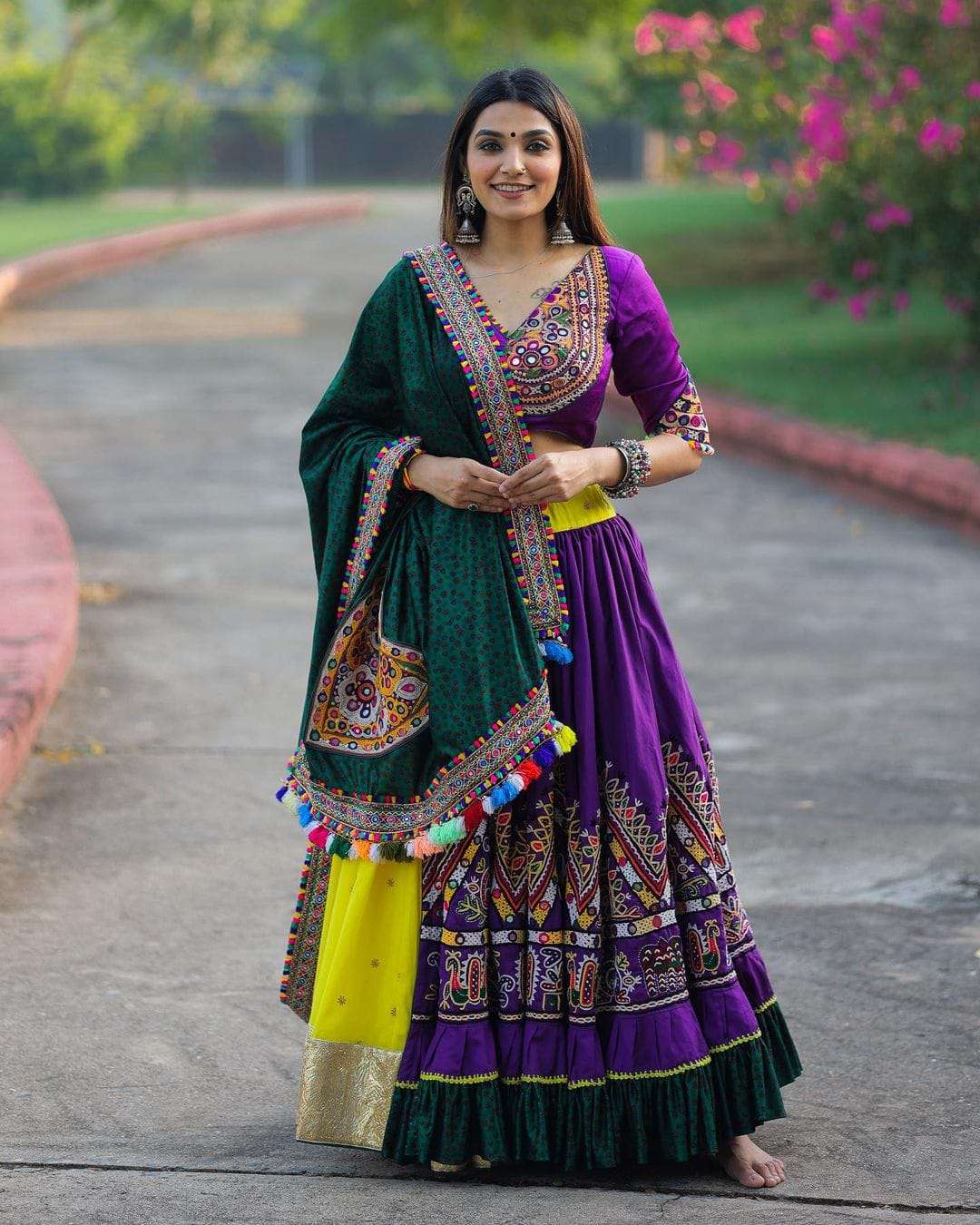 PC-1400 BY ASLIWHOLESALE DESIGNER FANCY MUSLIN COTTON NAVRATRI LEHENGAS