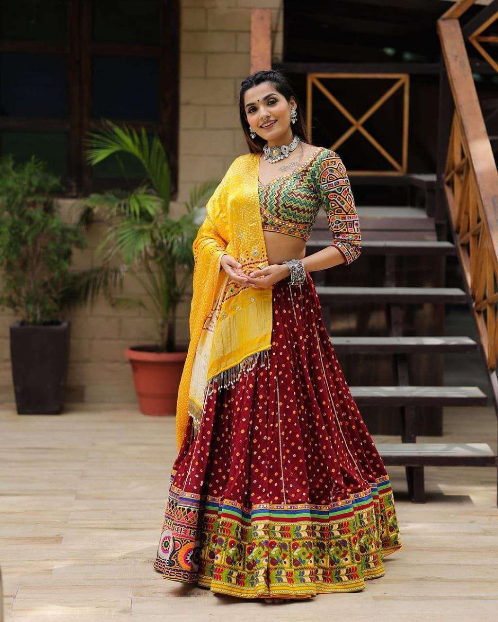 PC-1403 BY ASLIWHOLESALE DESIGNER FANCY BUTTER SILK NAVRATRI LEHENGAS