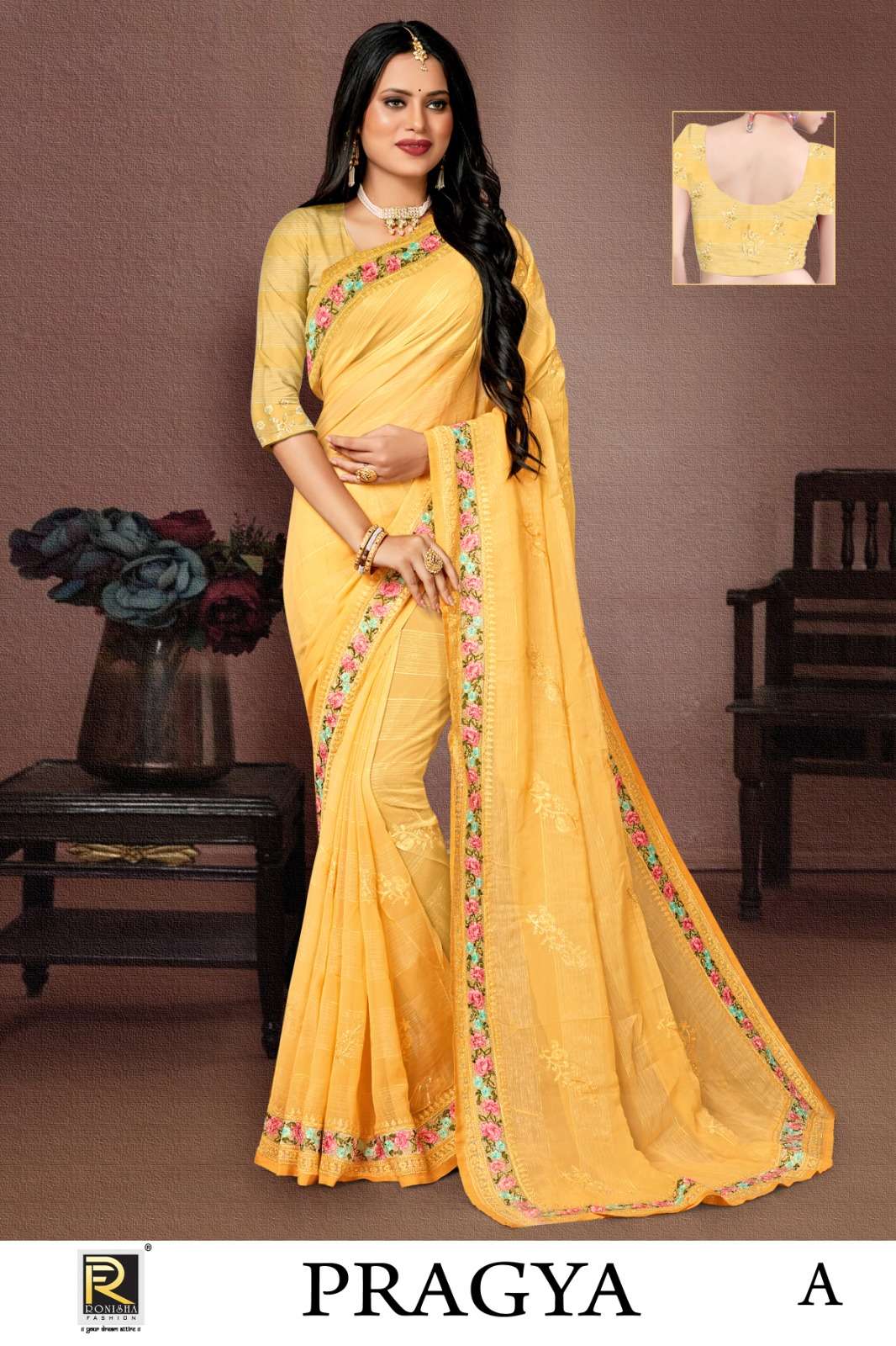 PRAGYA BY RONISHA FASHION DESIGNER FANCY FABRICS SELF PATTERN SAREES