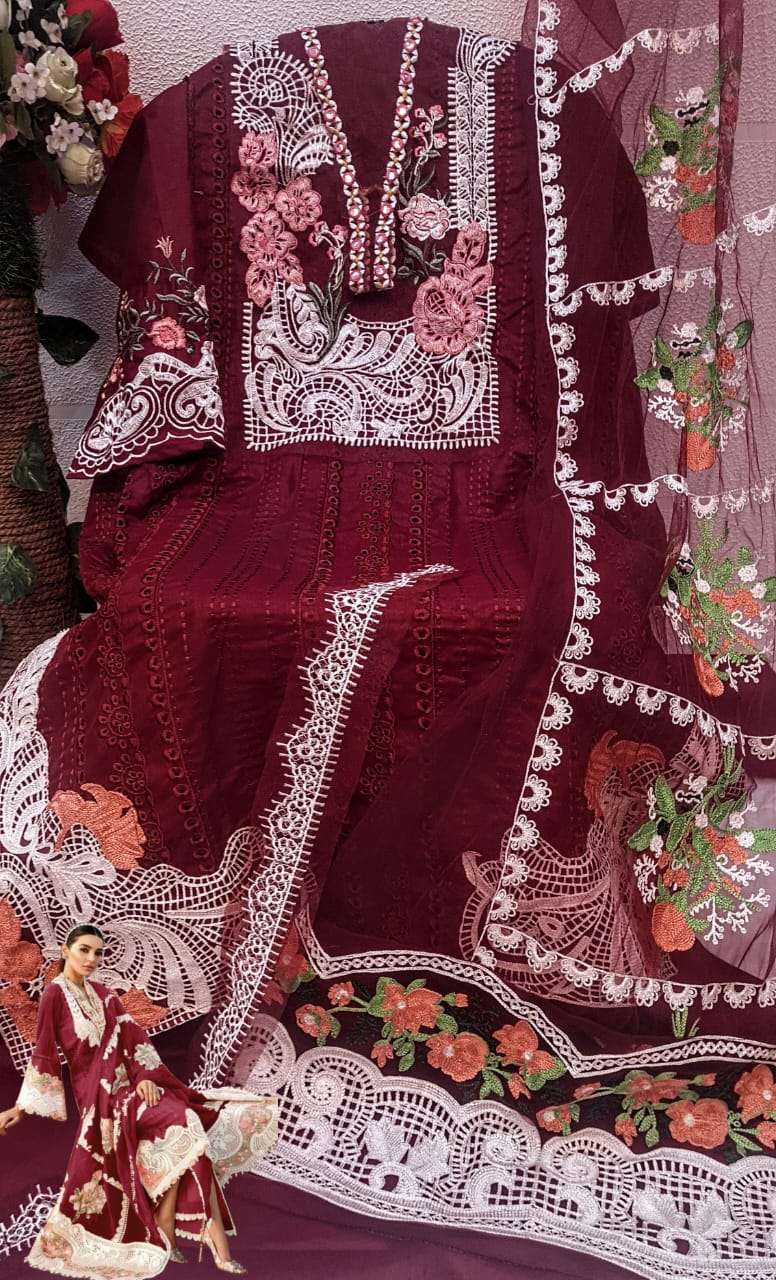 QALAMKAAR 01-D BY ASLIWHOLESALE COTTON EMBROIDERY PAKISTANI DRESS