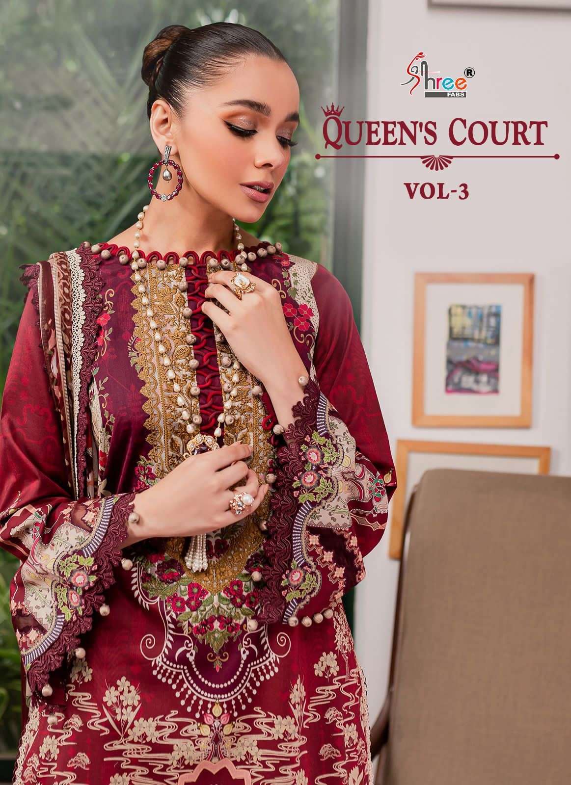 QUEENS COURT VOL-3 BY SHREE FABS 3243 TO 3248 SERIES COTTON PAKISTANI DRESSES