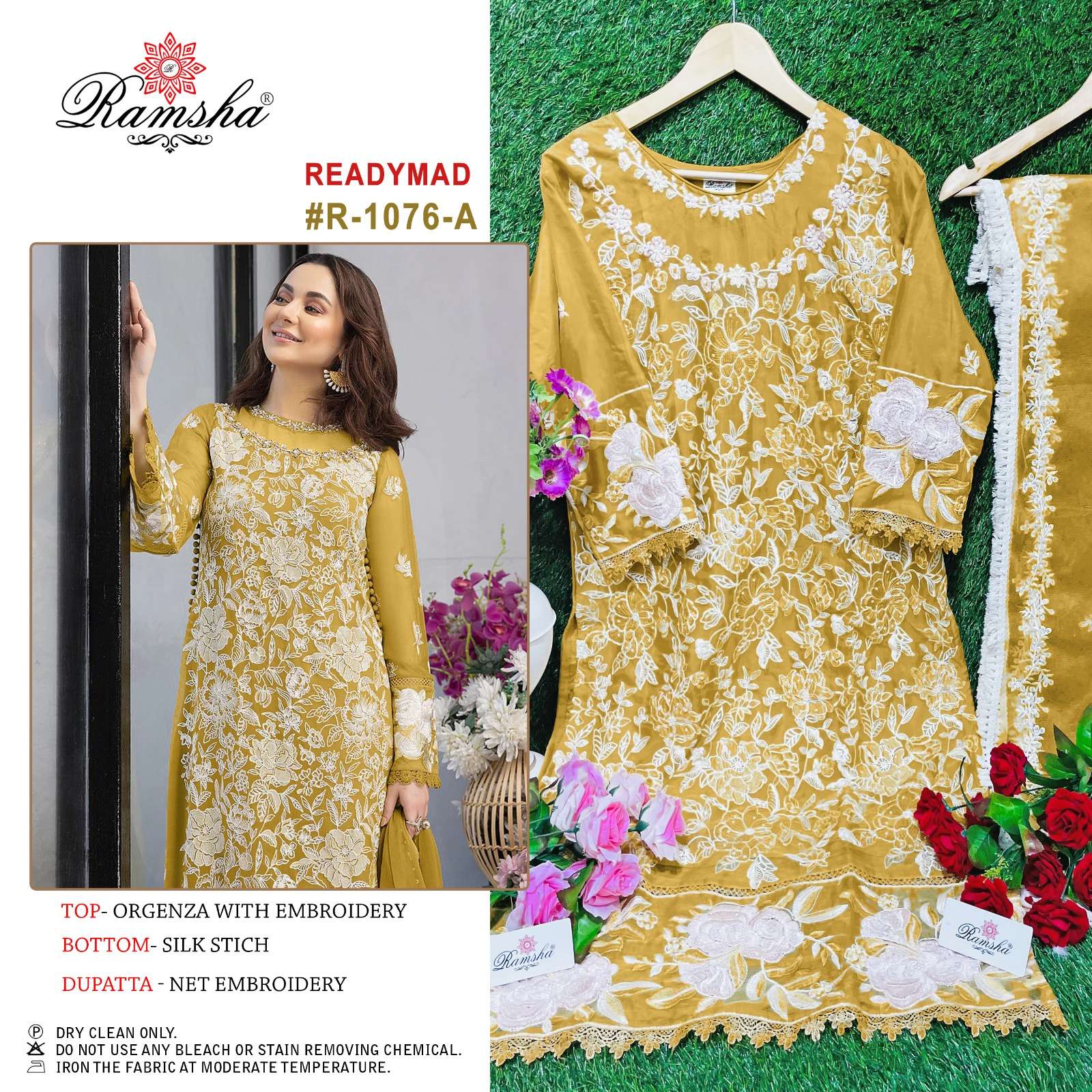 R-1076 COLOURS BY RAMSHA ORGANZA EMBROIDERY STITCHED PAKISTANI DRESSES