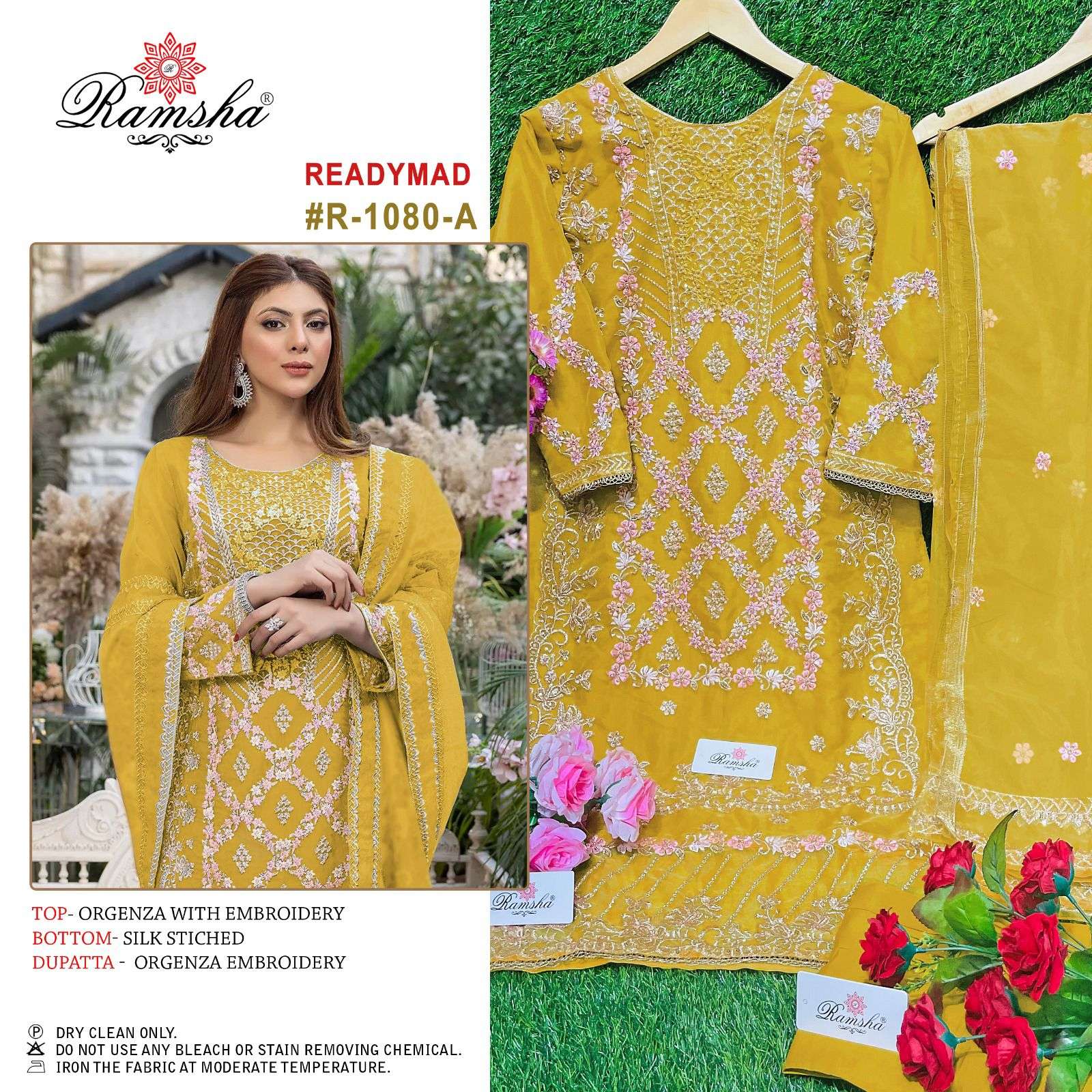 R-1080 COLOURS BY RAMSHA ORGANZA EMBROIDERY STITCHED PAKISTANI DRESS