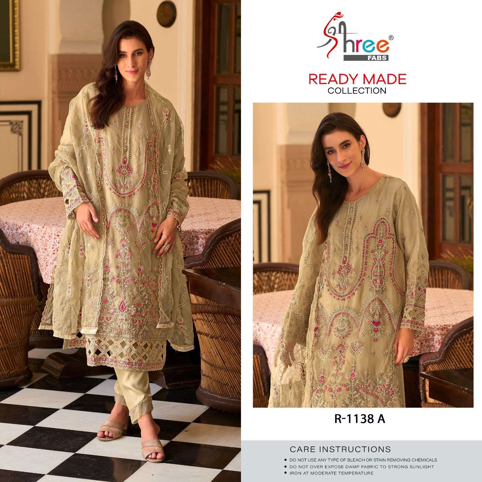 R-1138 COLOURS BY SHREE FABS ORGANZA EMBROIDERY STITCHED PAKISTANI DRESSES