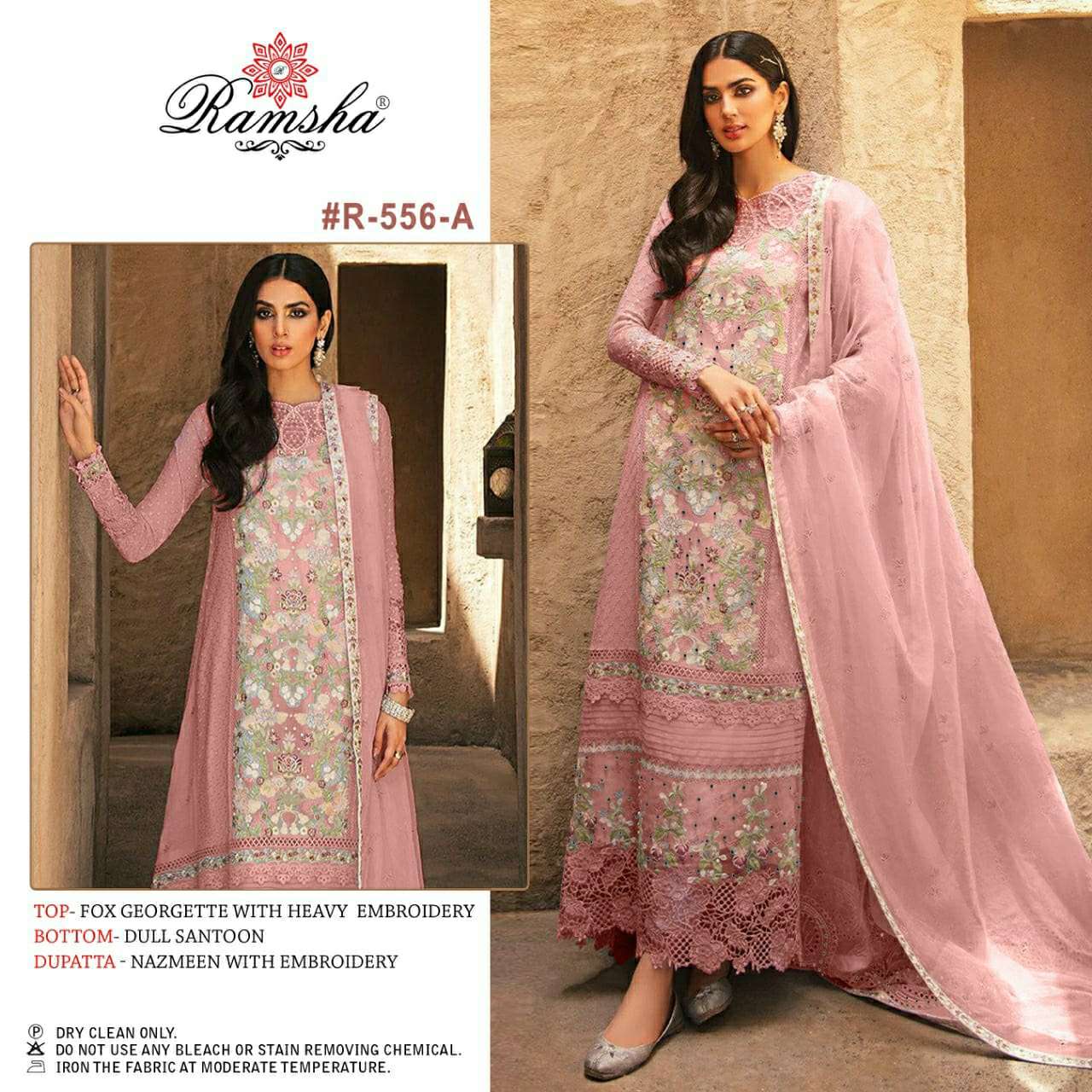 R-556 COLOURS BY RAMSHA DESIGNER GEORGETTE EMBROIDERY PAKISTANI DRESSES