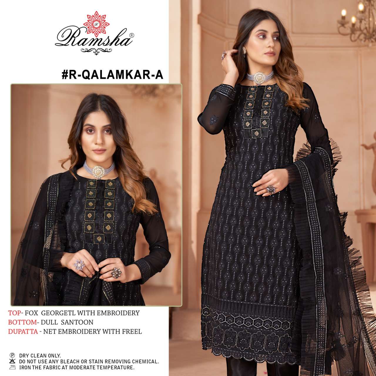 R-QALAMKAR NX BY RAMSHA HEAVY GEORGETTE WORK PAKISTANI DRESSES