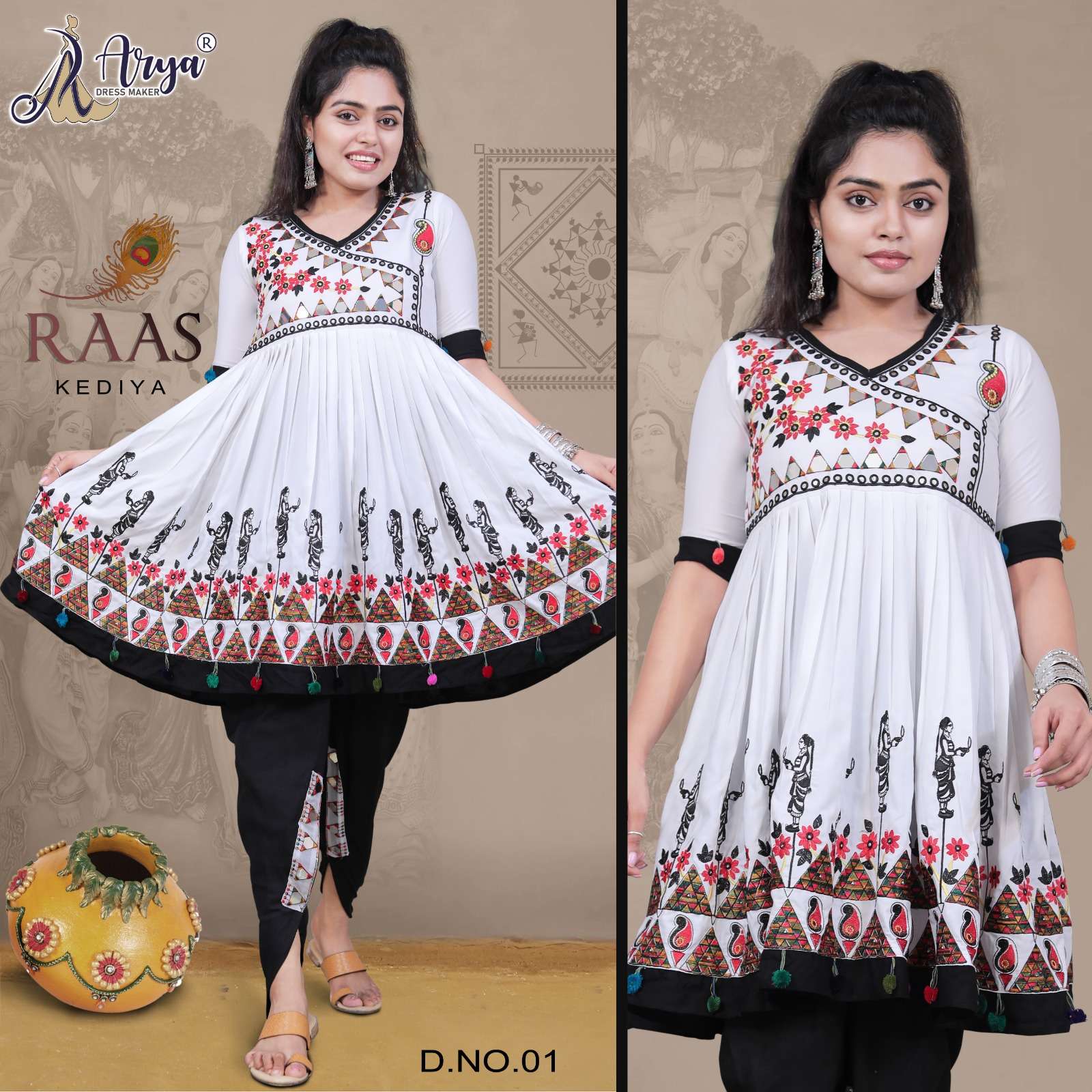 RAAS NA BY ARYA DRESS MAKER 01 TO 04 SERIES COTTON KEDIYA AND DHOTI 