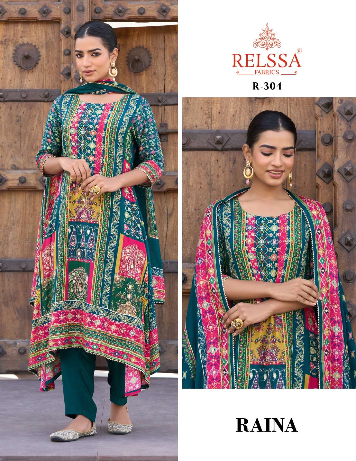 RAINA BY RELSSA 304 TO 306 SERIES PURE MUSLIN EMBROIDERY DRESSES