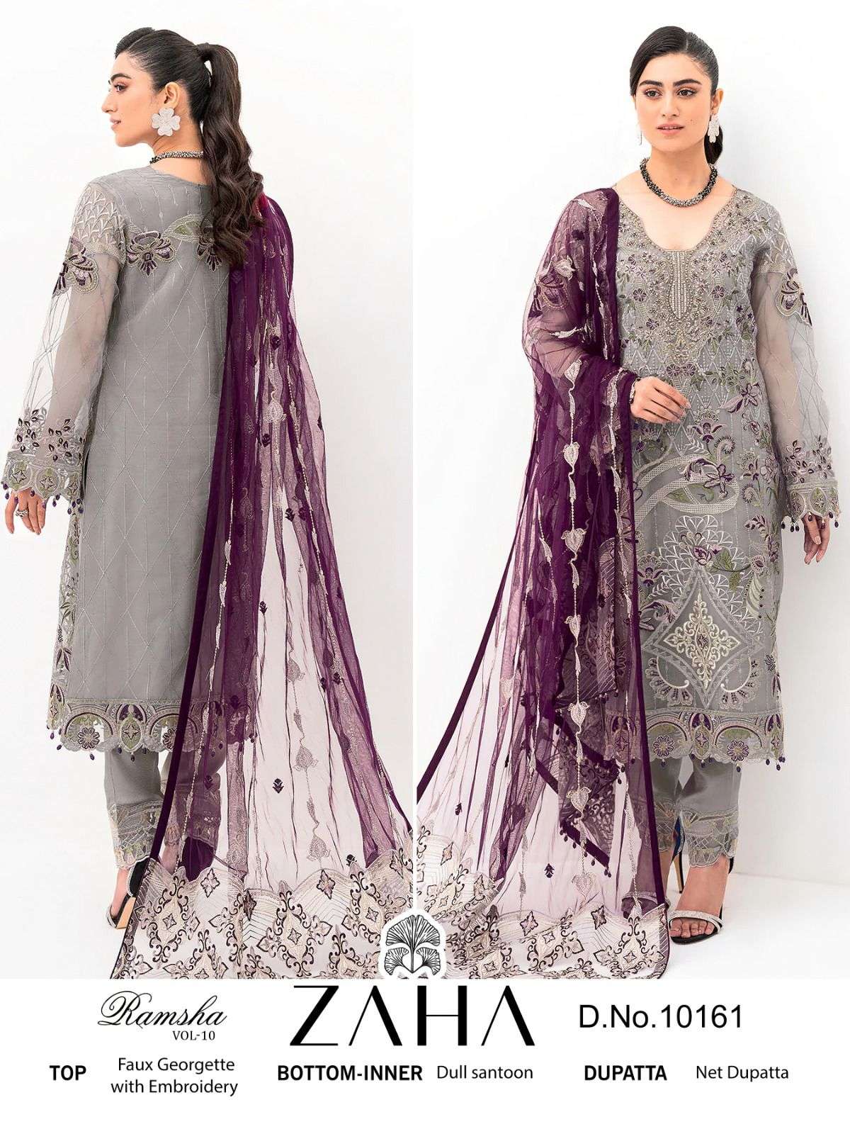 RAMSHA VOL-10 BY ZAHA 10161 TO 10163 SERIES GEORGETTE PAKISTANI DRESSES