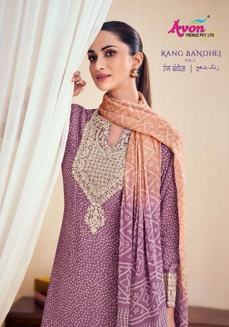 RANG BANDHEJ VOL-3 BY AVON TRENDZ 816 TO 821 SERIES BANDHANI SHARARA DRESSES