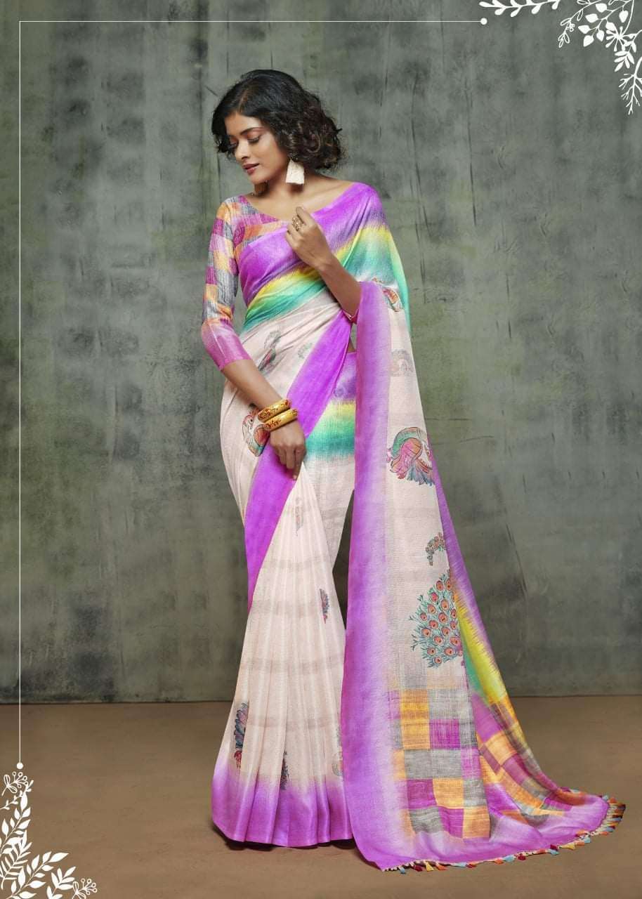 RIDHI VOL-63 BY ASLIWHOLESALE DESIGNER SOFT LINEN SILK PRINTED SAREES