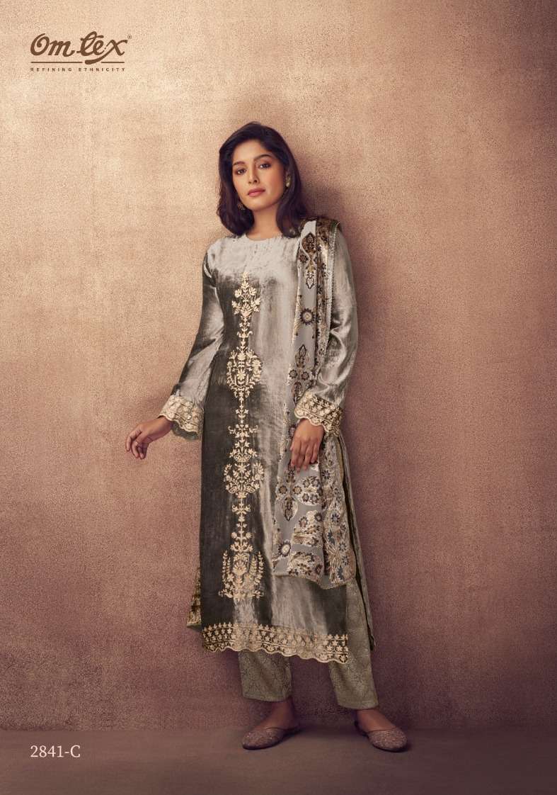 RITHA VOL-4 BY OMTEX 2841-A TO 2841-D SERIES VISCOSE VELVET EMROIDERY DRESSES