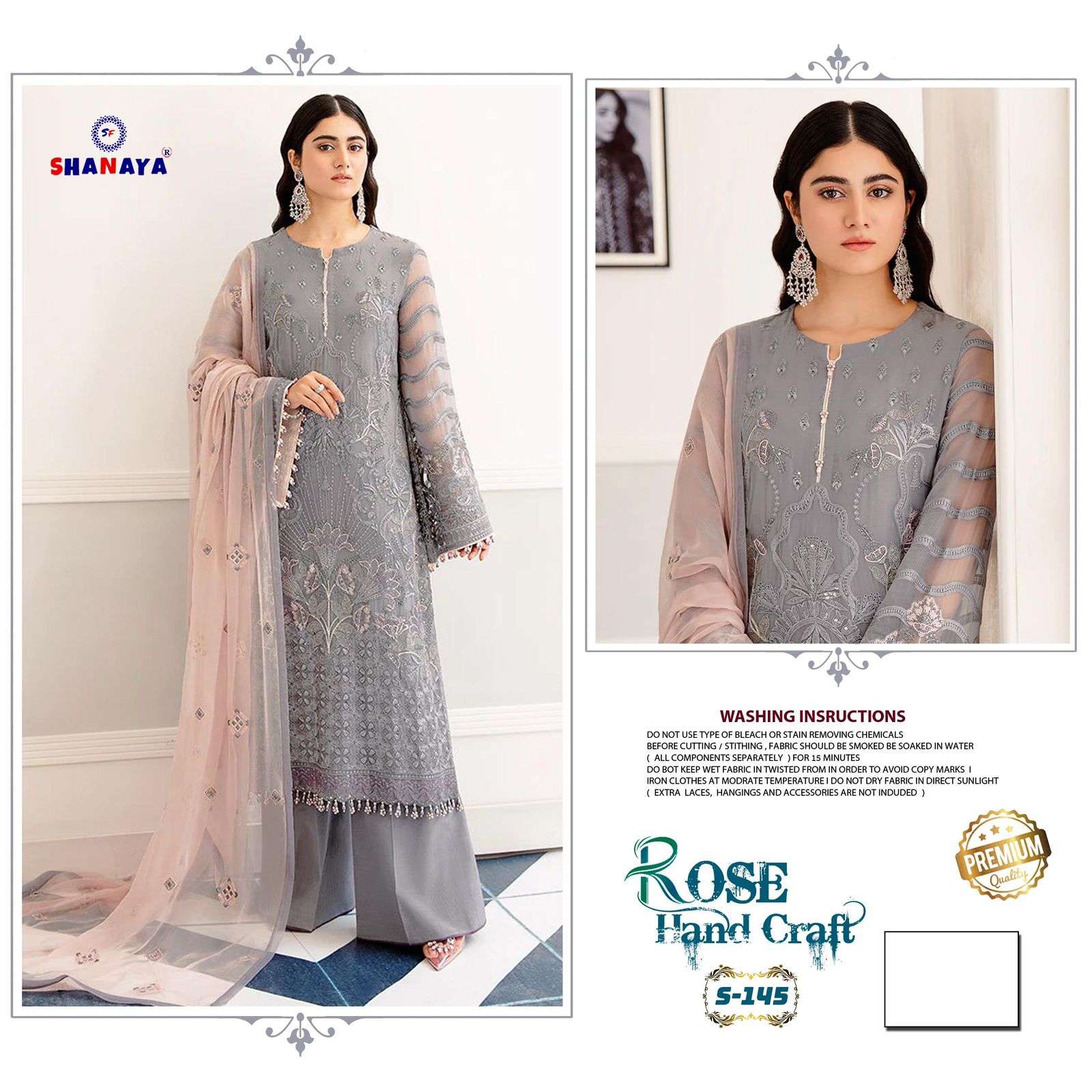 ROSE HANDCRAFTED S-145 BY SHANAYA FASHION FAUX GEORGETTE PAKISTANI DRESS