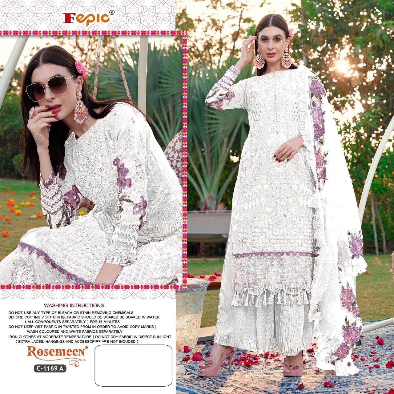 ROSEMEEN C-1169 NEW BY FEPIC GEORGETTE HANDWORK PAKISTANI DRESSES